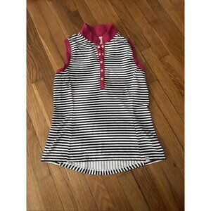 GG BLUE Women's Golf Active Casual Polo Stripe Sleeveless Size M